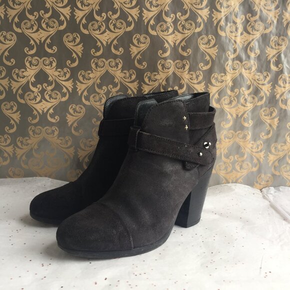 Rag and Bone Harrow Black Leather Block Heel Pushpin Close - size 36 5.5 Classic - Picture 6 of 12